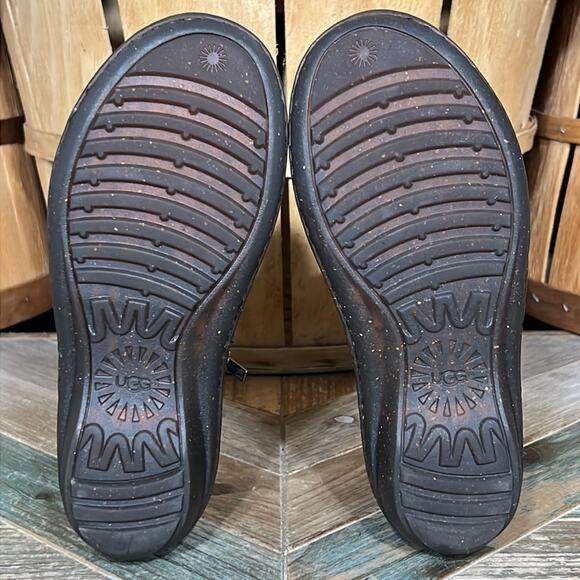 UGG Bryce Buckle Black Leather Shearling Lined Zip-Up Ankle Boots Womens Size 5 - Picture 11 of 12